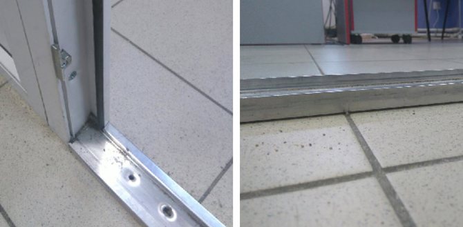 seuil en aluminium d'une porte d'entrée en plastique