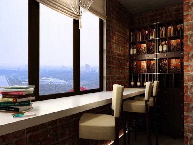 Comptoir de bar sur le balcon du loft