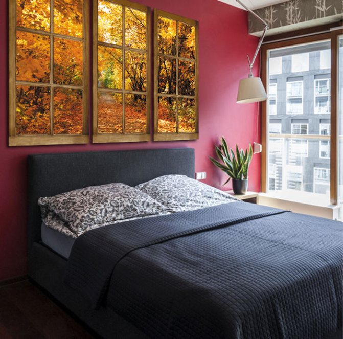 Décoration murale de chambre avec fausse fenêtre