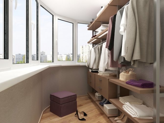 Conception de loggia vitrée avec garde-robe