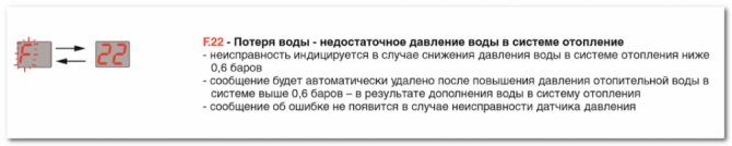 F.22 - Perte d'eau - pression d'eau insuffisante dans le système de chauffage