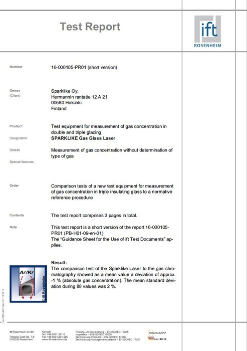 Photo: rapport de test de Sparkline Lazer à IFT Rosenheim