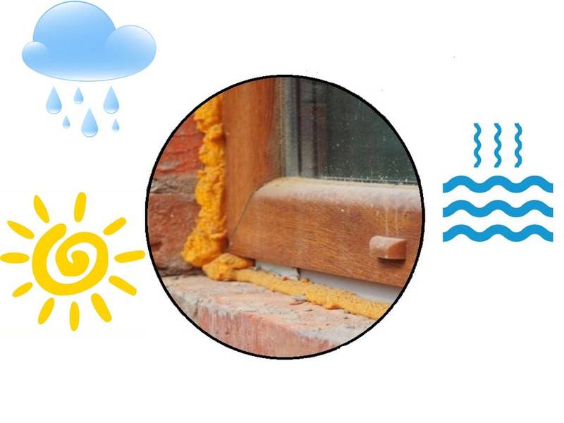 Photo: le soleil, la pluie, la vapeur détruisent le joint d'assemblage