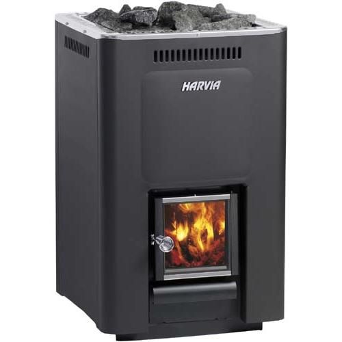 Photo d'une fournaise en acier avec foyer intégré (non déporté).