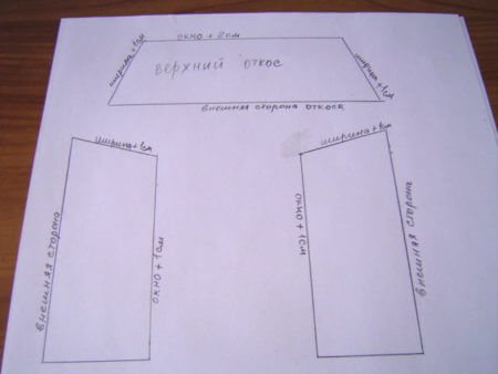 dessin avec les dimensions de la pente de la fenêtre