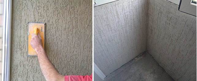 photo de la finition du balcon avec du plâtre décoratif