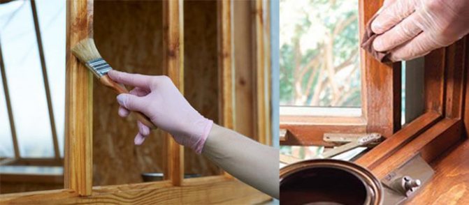 imprégnation d'image avec antiseptique, vernis et peinture