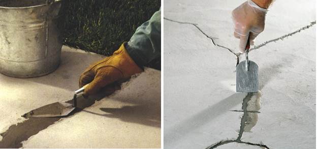 photo de fissures de scellement sur le balcon