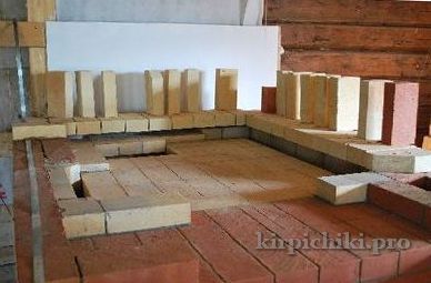 maçonnerie du poêle russe - talon briques de l'arc, talons