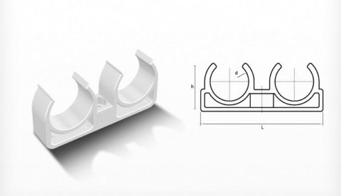 Clip pour fixer au mur des tuyaux d'alimentation en eau métal-plastique appariés