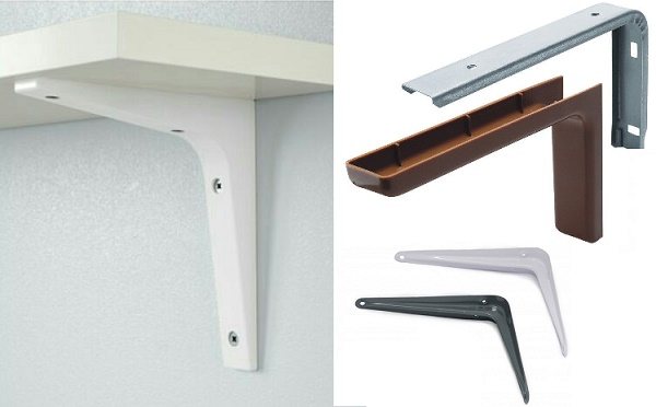 consoles et supports pour la fixation des étagères en bois au mur