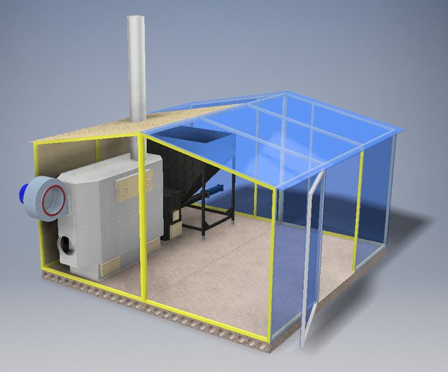 Chaufferie pour un générateur de chaleur dans une serre