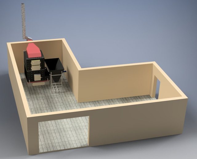 Chaufferie sur sciure pour la production