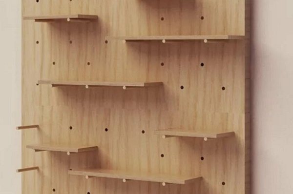 fixations d'étagères murales en panneaux perforés à faire soi-même