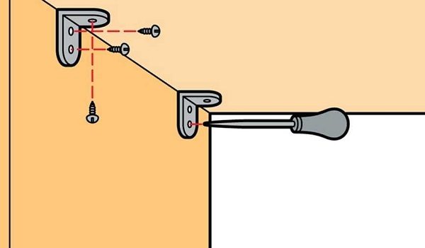 fixation des étagères aux coins