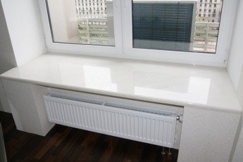 Rebord de fenêtre en quartz Mont Blanc Snow forme standard