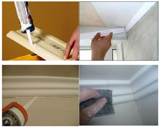 Installation de la plinthe sur le mastic