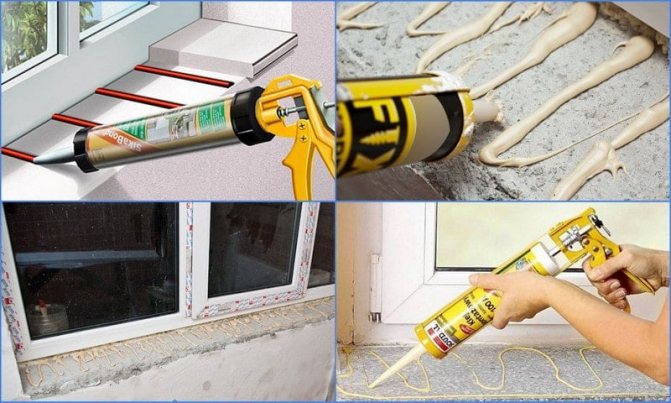 Pose d'un rebord de fenêtre avec de la colle