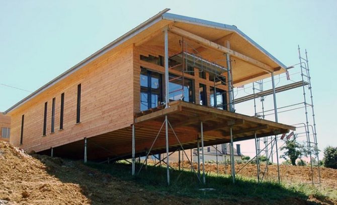 Sur pieux vissés au bord de la rivière.