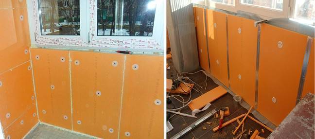 Finition d'un balcon ou d'une loggia avec des plaques de plâtre