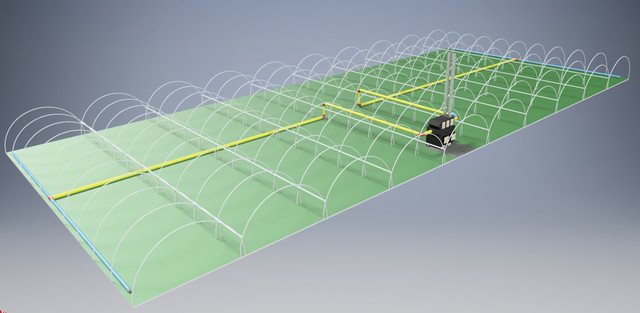 Chauffage de serre avec arcs bas