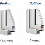 Exemples de profilés de fenêtre avec différents nombres de chambres fabriqués par VEKA: euroline, proline, softline, softline-82