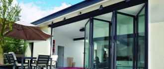 Fenêtres pliantes en accordéon. Caractéristiques, types, conception