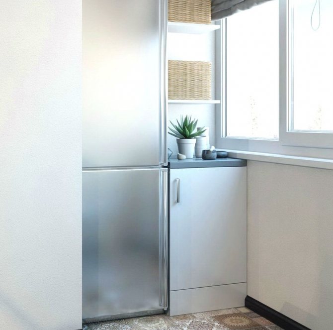 emplacement du réfrigérateur sur le balcon