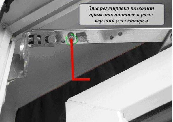 Réglage pour rendre le coin supérieur de la fenêtre en plastique plus serré