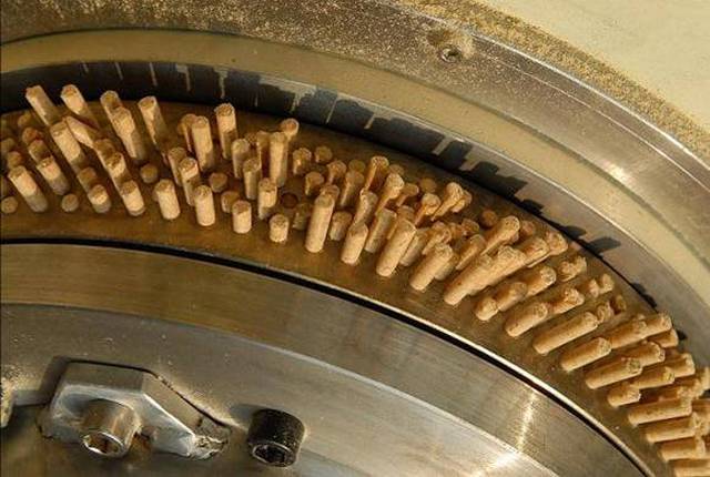 Pastilles moulées à la sortie de la matrice cylindrique