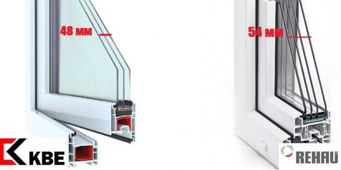 Largeur des vitrages Rehau et KBE