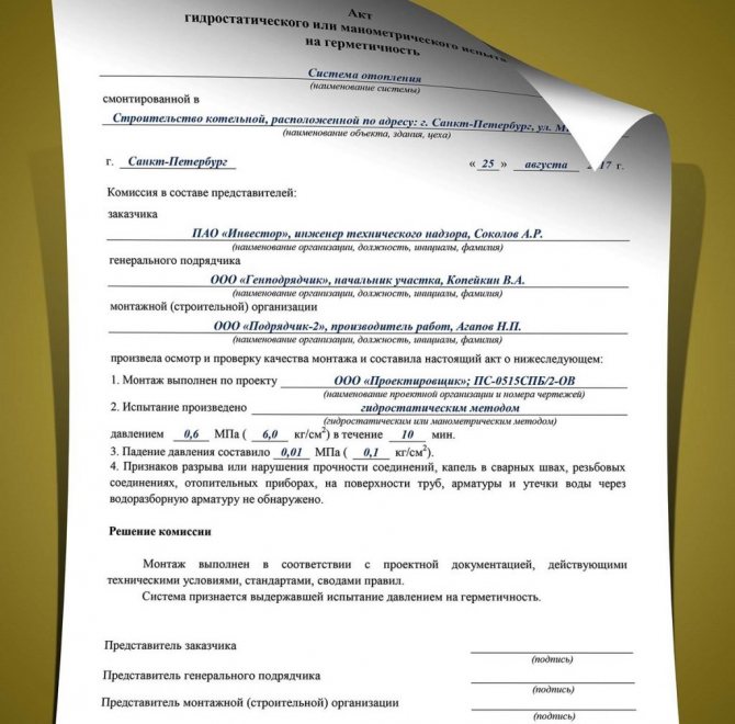 Isıtma sistemi için bir hidrolik test eylemi hazırlamak