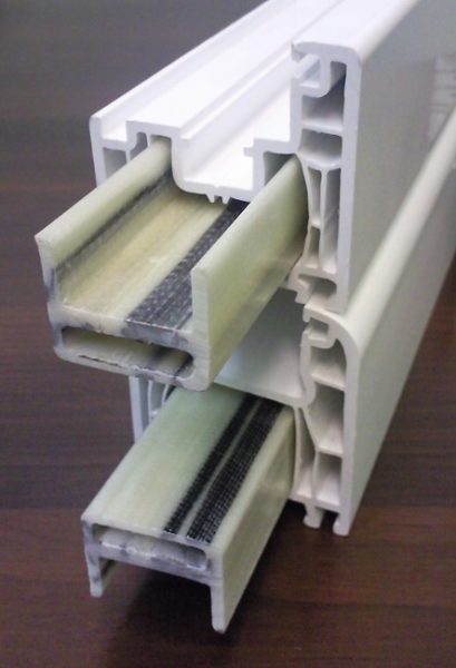 insert en composite de verre en profilé pvc