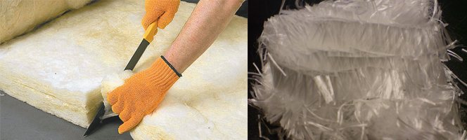 Matériau d'isolation thermique à base de fibre de verre discontinue.