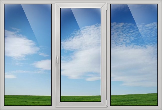 fenêtre à trois vantaux avec un ouvrant