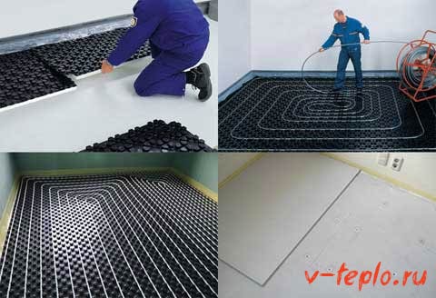 pose de tuyaux pour chauffage par le sol