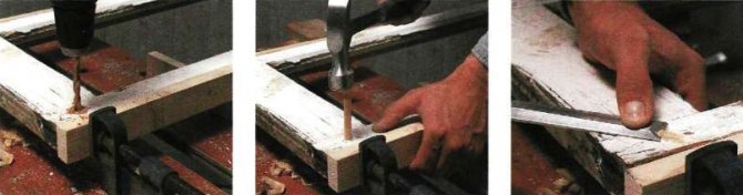 Renforcement des joints d'angle de vantail avec des goupilles