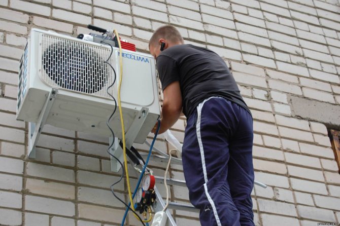 Installation de l'unité extérieure sur un mur de bâtiment