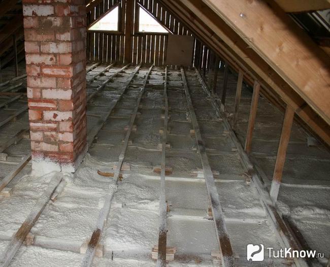 Loft isolé avec de la mousse de polyuréthane