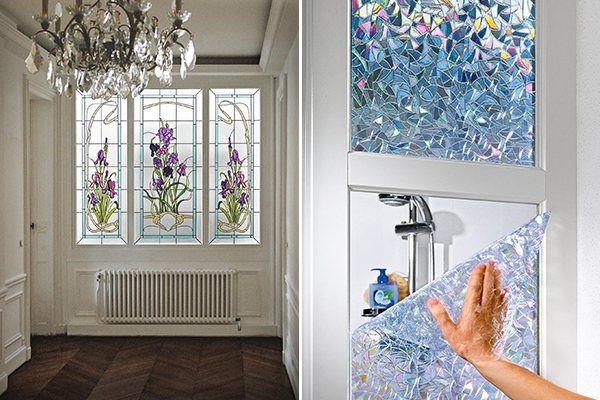 Film de vitrail sur verre à l'intérieur