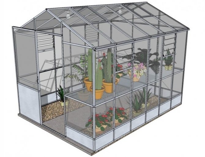 Visualisation de la structure de la serre à partir d'un tube profilé