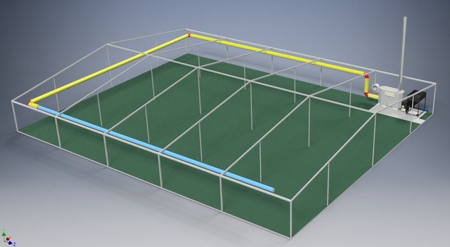 Forme carrée de serres automatiques de chauffage à air