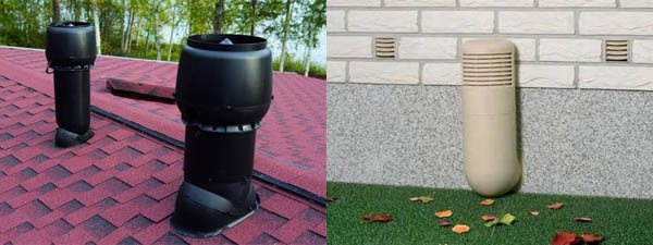 Sortie d'égout à travers le toit Sortie d'égout à travers le mur