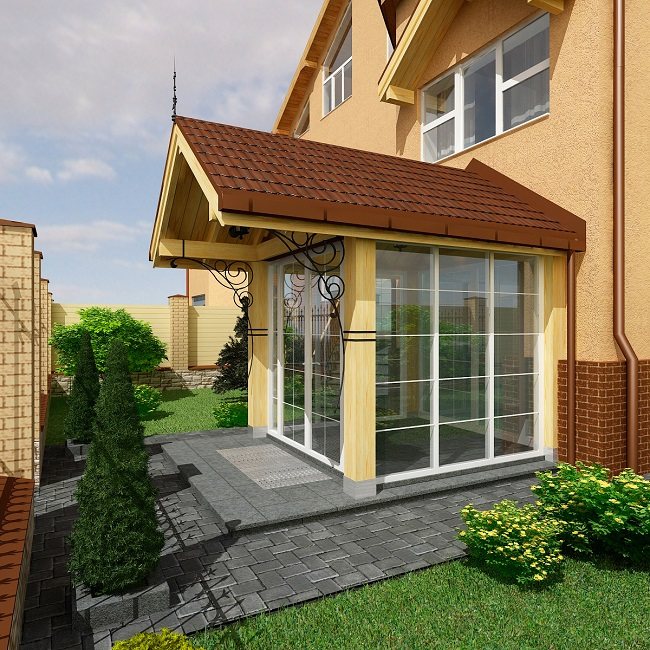 porche fermé d'une maison privée