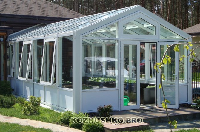 Jardins d'hiver et serres avec fenêtres chauffées